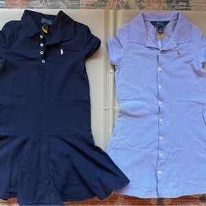 Polo Ralph Lauren Girls 5T Set of 2 Navy and Light Blue Tennis Dresses Like New!